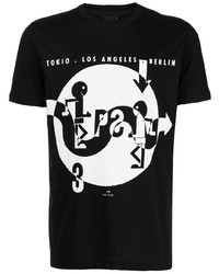 T-shirt à col rond imprimé noir et blanc PS Paul Smith