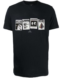 T-shirt à col rond imprimé noir et blanc PS Paul Smith