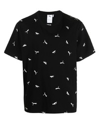 T-shirt à col rond imprimé noir et blanc Puma