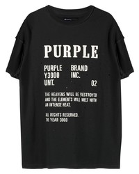 T-shirt à col rond imprimé noir et blanc purple brand