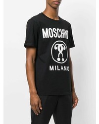 T-shirt à col rond imprimé noir et blanc Moschino