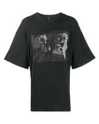 T-shirt à col rond imprimé noir et blanc R13