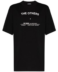 T-shirt à col rond imprimé noir et blanc Raf Simons