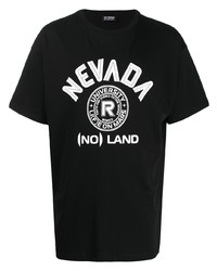T-shirt à col rond imprimé noir et blanc Raf Simons
