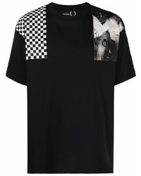 T-shirt à col rond imprimé noir et blanc Raf Simons X Fred Perry