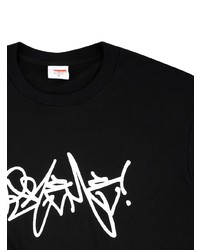 T-shirt à col rond imprimé noir et blanc Supreme