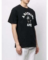 T-shirt à col rond imprimé noir et blanc A Bathing Ape