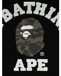 T-shirt à col rond imprimé noir et blanc A Bathing Ape