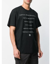 T-shirt à col rond imprimé noir et blanc Yang Li