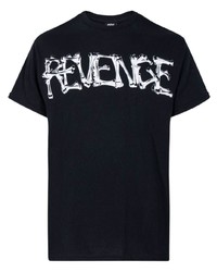 T-shirt à col rond imprimé noir et blanc Revenge