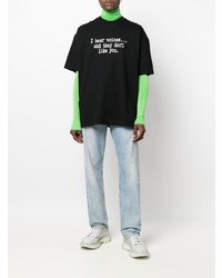 T-shirt à col rond imprimé noir et blanc Vetements