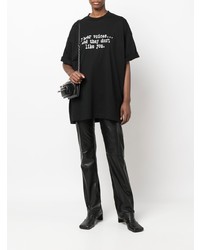 T-shirt à col rond imprimé noir et blanc Vetements