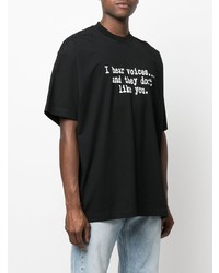 T-shirt à col rond imprimé noir et blanc Vetements