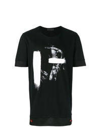 T-shirt à col rond imprimé noir et blanc RH45