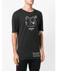 T-shirt à col rond imprimé noir et blanc Philipp Plein