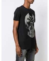 T-shirt à col rond imprimé noir et blanc Philipp Plein