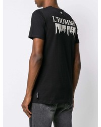 T-shirt à col rond imprimé noir et blanc Philipp Plein