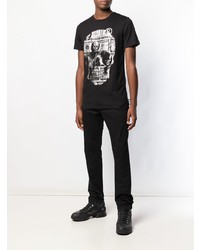 T-shirt à col rond imprimé noir et blanc Philipp Plein