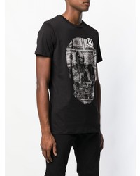 T-shirt à col rond imprimé noir et blanc Philipp Plein