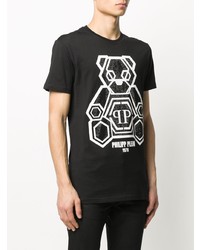 T-shirt à col rond imprimé noir et blanc Philipp Plein