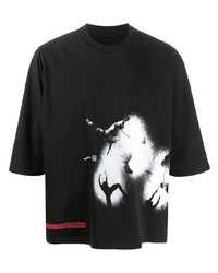 T-shirt à col rond imprimé noir et blanc Rick Owens DRKSHDW