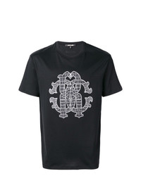 T-shirt à col rond imprimé noir et blanc Roberto Cavalli