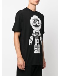 T-shirt à col rond imprimé noir et blanc Philipp Plein