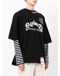 T-shirt à col rond imprimé noir et blanc Maison Mihara Yasuhiro