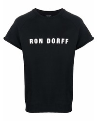 T-shirt à col rond imprimé noir et blanc Ron Dorff