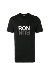 T-shirt à col rond imprimé noir et blanc Ron Dorff