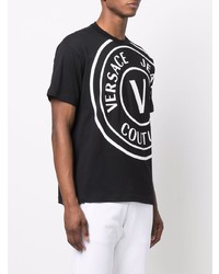 T-shirt à col rond imprimé noir et blanc VERSACE JEANS COUTURE