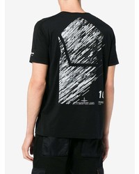 T-shirt à col rond imprimé noir et blanc Stone Island Shadow Project