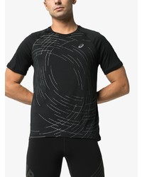 T-shirt à col rond imprimé noir et blanc Asics