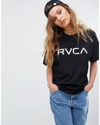 T-shirt à col rond imprimé noir et blanc RVCA