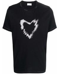 T-shirt à col rond imprimé noir et blanc Saint Laurent