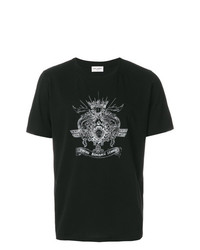 T-shirt à col rond imprimé noir et blanc Saint Laurent
