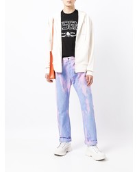 T-shirt à col rond imprimé noir et blanc MSGM