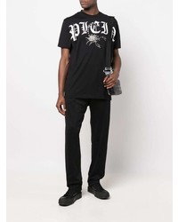 T-shirt à col rond imprimé noir et blanc Philipp Plein