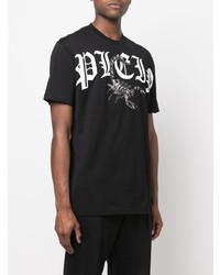 T-shirt à col rond imprimé noir et blanc Philipp Plein