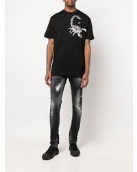 T-shirt à col rond imprimé noir et blanc Philipp Plein