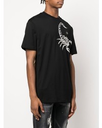 T-shirt à col rond imprimé noir et blanc Philipp Plein