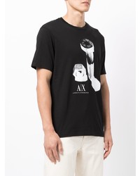 T-shirt à col rond imprimé noir et blanc Armani Exchange