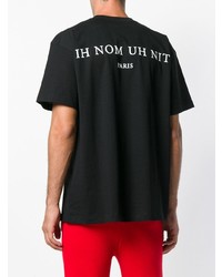 T-shirt à col rond imprimé noir et blanc Ih Nom Uh Nit