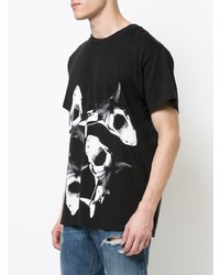 T-shirt à col rond imprimé noir et blanc Amiri