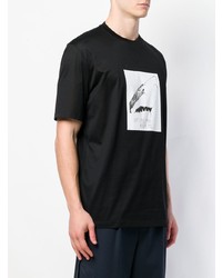 T-shirt à col rond imprimé noir et blanc Lanvin