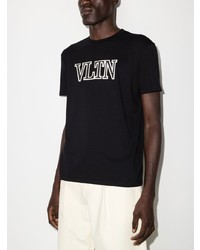 T-shirt à col rond imprimé noir et blanc Valentino