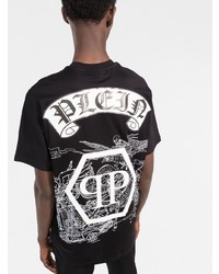 T-shirt à col rond imprimé noir et blanc Philipp Plein