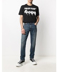 T-shirt à col rond imprimé noir et blanc Philipp Plein