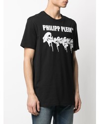 T-shirt à col rond imprimé noir et blanc Philipp Plein