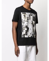 T-shirt à col rond imprimé noir et blanc Alexander McQueen